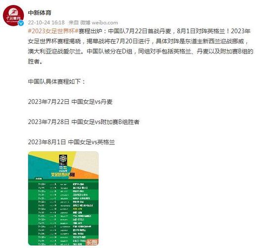 中国女足2023赛程表